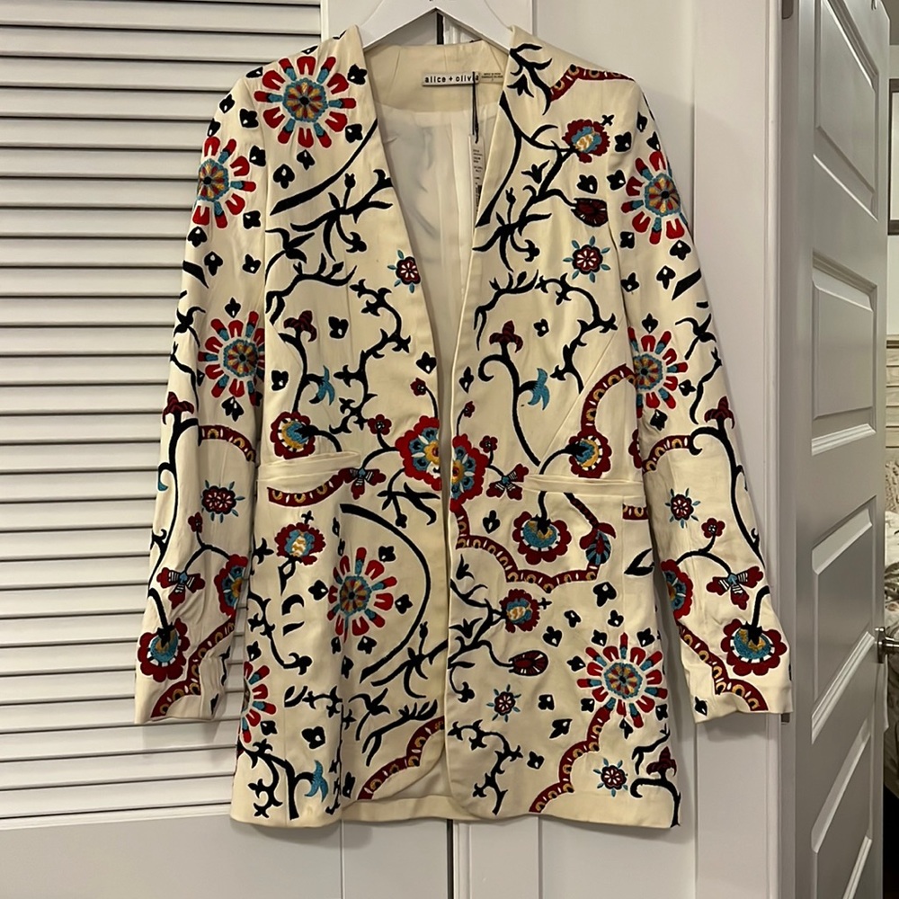 Alice and Olivia embroidered blazer jacket